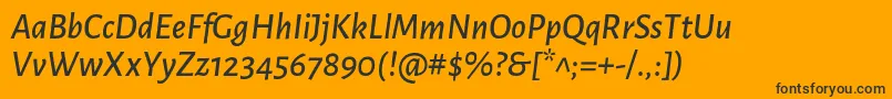 Fonte AlegreyasansMediumitalic – fontes pretas em um fundo laranja