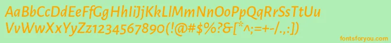 AlegreyasansMediumitalic Font – Orange Fonts on Green Background
