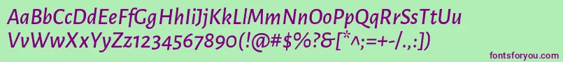 AlegreyasansMediumitalic Font – Purple Fonts on Green Background