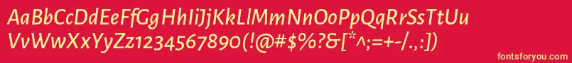 Czcionka AlegreyasansMediumitalic – żółte czcionki na czerwonym tle