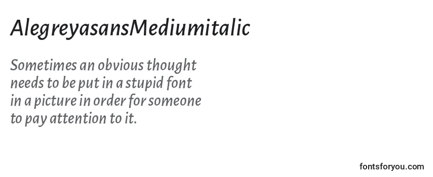 Review of the AlegreyasansMediumitalic Font
