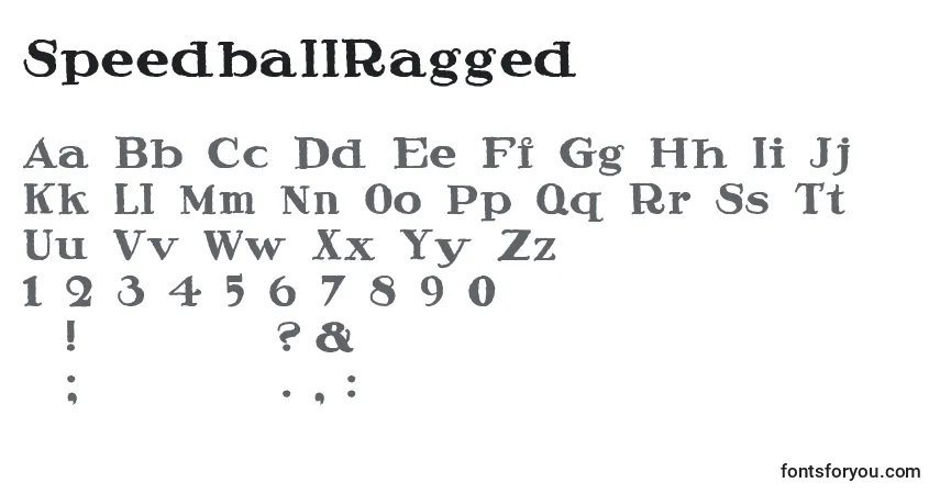 Czcionka SpeedballRagged – alfabet, cyfry, specjalne znaki