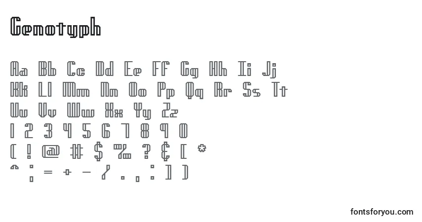 A fonte Genotyph – alfabeto, números, caracteres especiais