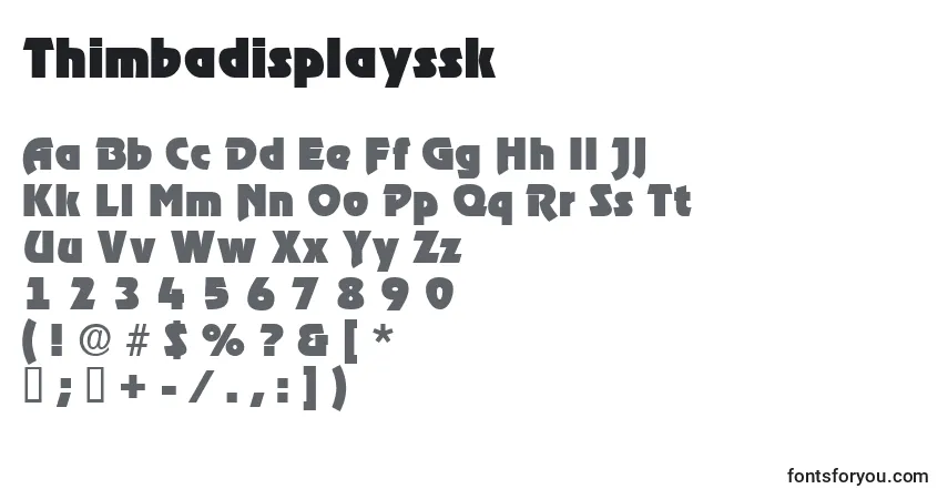 Czcionka Thimbadisplayssk – alfabet, cyfry, specjalne znaki