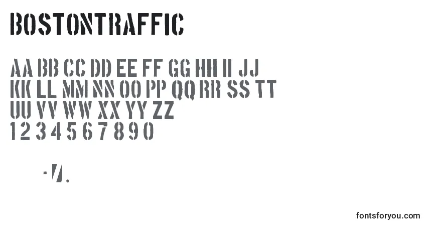 Czcionka BostonTraffic – alfabet, cyfry, specjalne znaki