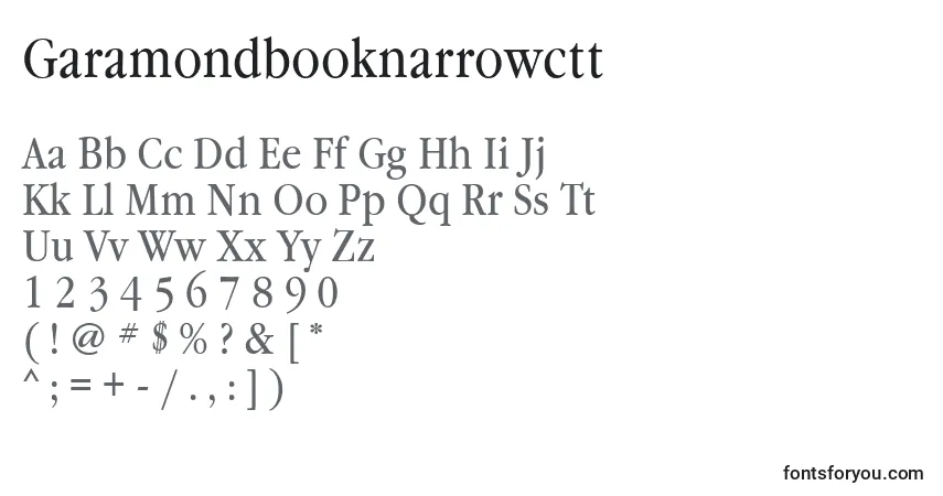 Czcionka Garamondbooknarrowctt – alfabet, cyfry, specjalne znaki