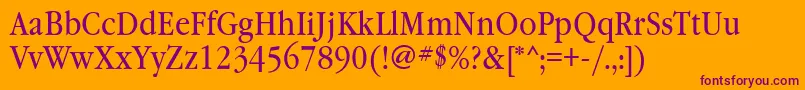 Шрифт Garamondbooknarrowctt – фиолетовые шрифты на оранжевом фоне