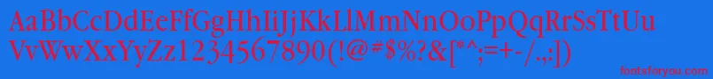 Garamondbooknarrowctt Font – Red Fonts on Blue Background