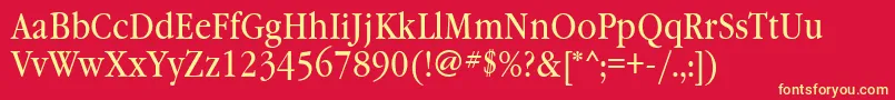 Garamondbooknarrowctt Font – Yellow Fonts on Red Background