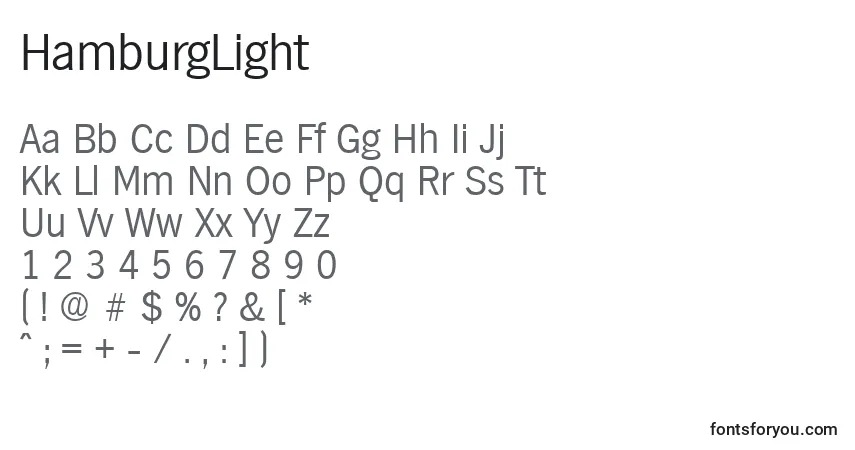 A fonte HamburgLight – alfabeto, números, caracteres especiais