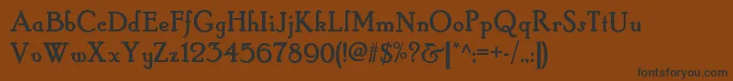 Hobbyhorsenf-Schriftart – Schwarze Schriften auf braunem Hintergrund