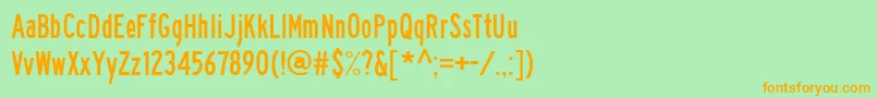 フォントHwygcond – オレンジの文字が緑の背景にあります。