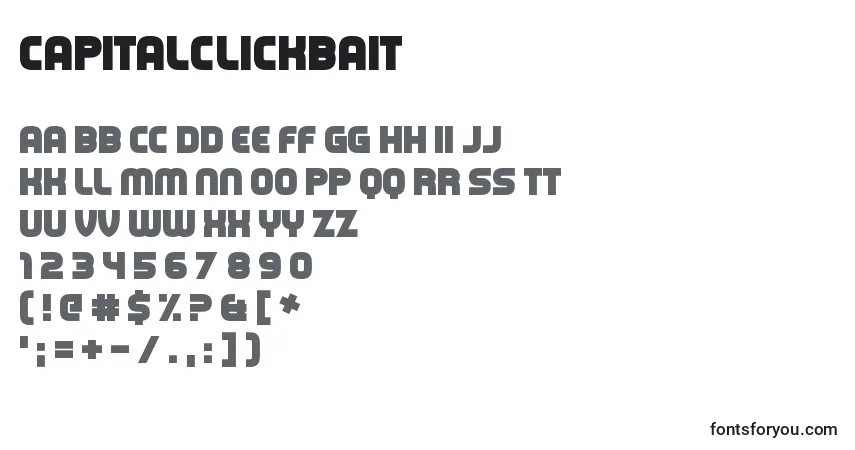 A fonte CapitalClickbait – alfabeto, números, caracteres especiais