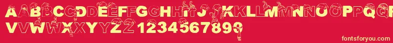フォントCftuques – 黄色の文字、赤い背景