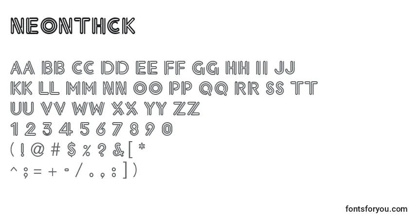 Schriftart Neonthck – Alphabet, Zahlen, spezielle Symbole