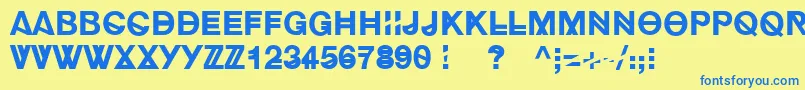 フォントHipstelveticaBold – 青い文字が黄色の背景にあります。