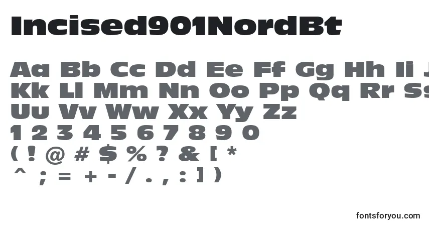 A fonte Incised901NordBt – alfabeto, números, caracteres especiais
