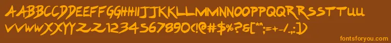Saiba mais sobre a fonte Hakturusbold Fonte Hakturusbold – fontes laranjas em um fundo marrom