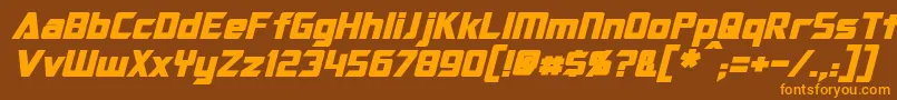 Weitere Informationen zur OptimusBoldItalic-Schriftart OptimusBoldItalic-Schriftart – Orangefarbene Schriften auf braunem Hintergrund