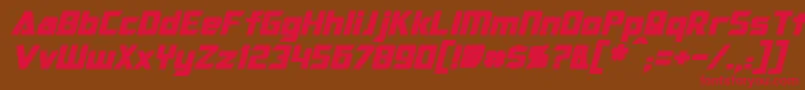 OptimusBoldItalic-Schriftart – Rote Schriften auf braunem Hintergrund