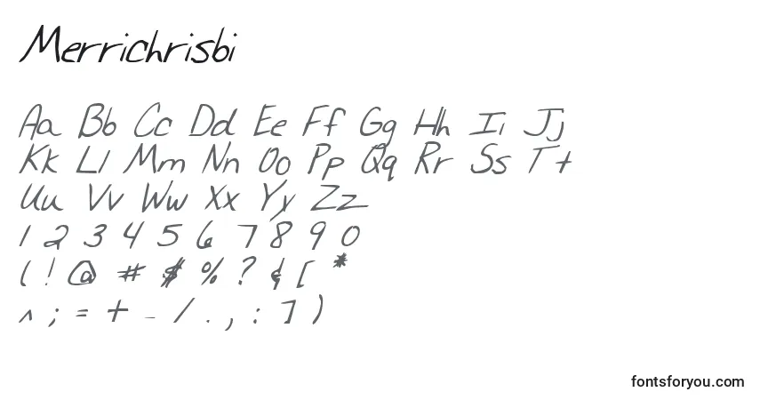 A fonte Merrichrisbi – alfabeto, números, caracteres especiais