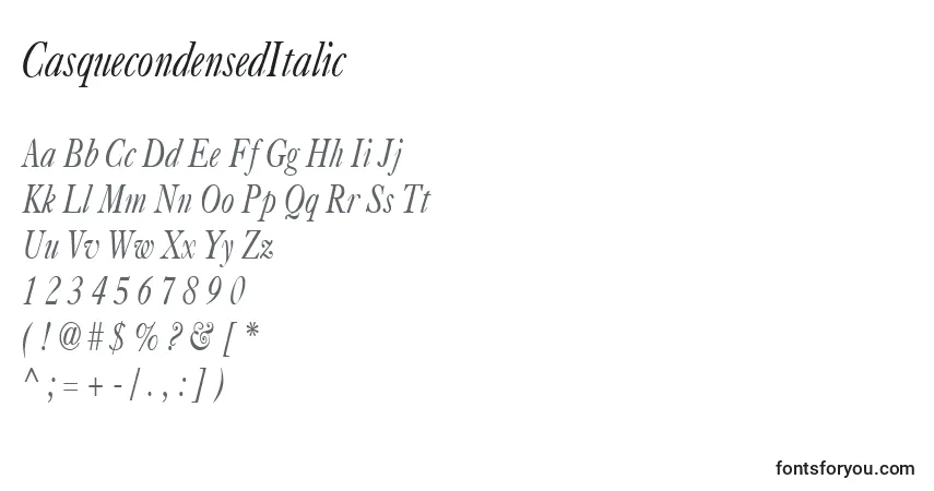 CasquecondensedItalic-fontti – aakkoset, numerot, erikoismerkit