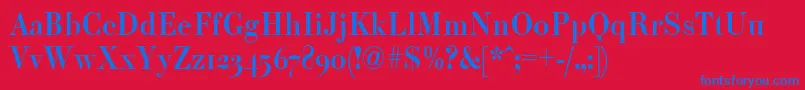 Paragonnordctt-Schriftart – Blaue Schriften auf rotem Hintergrund