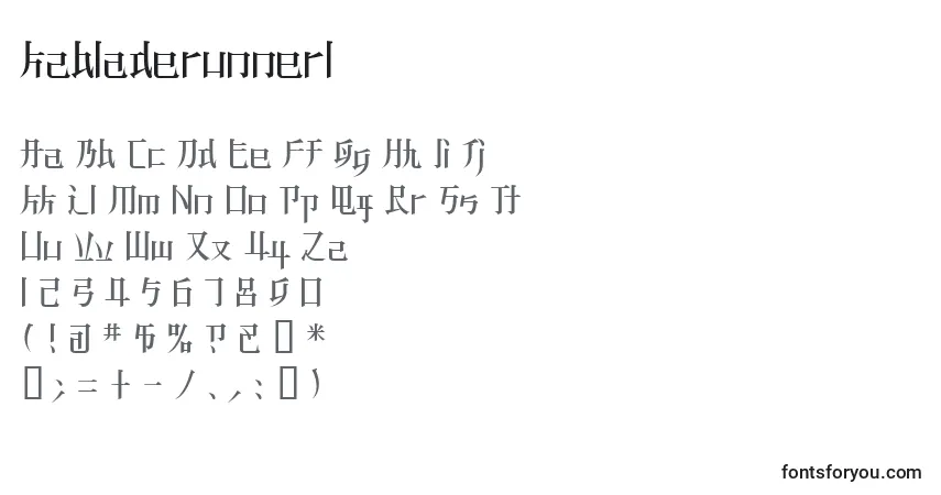Шрифт Kzbladerunner1 – алфавит, цифры, специальные символы