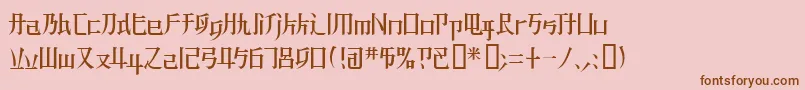 Saiba mais sobre a fonte Kzbladerunner1 Fonte Kzbladerunner1 – fontes marrons em um fundo rosa