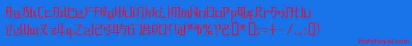 Kzbladerunner1 Font – Red Fonts on Blue Background