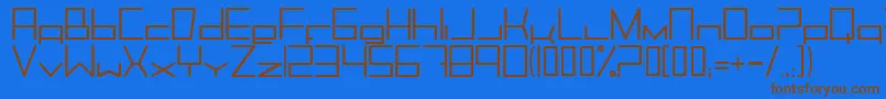 フォントTrancemim – 茶色の文字が青い背景にあります。