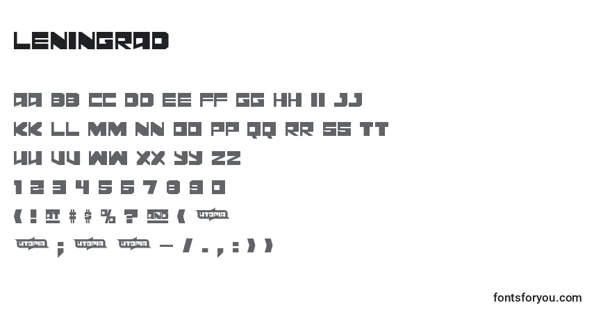 Leningrad-fontti – aakkoset, numerot, erikoismerkit