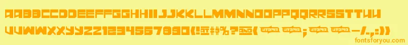 フォントLeningrad – オレンジの文字が黄色の背景にあります。