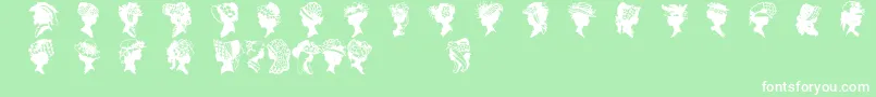 Wwfancyhats-Schriftart – Weiße Schriften auf grünem Hintergrund