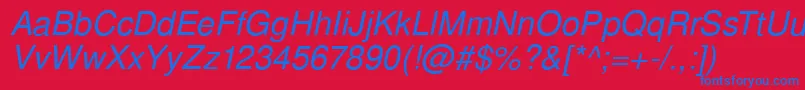 SansPsItalic Font – Blue Fonts on Red Background