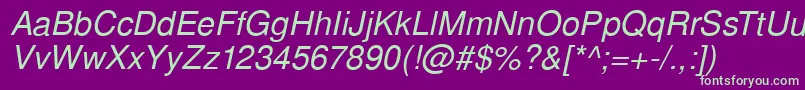 SansPsItalic Font – Green Fonts on Purple Background