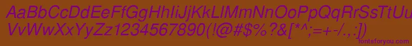 SansPsItalic Font – Purple Fonts on Brown Background