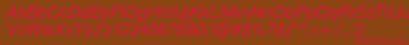 SansPsItalic Font – Red Fonts on Brown Background