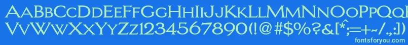 LarrycapsdbNormal Font – Green Fonts on Blue Background