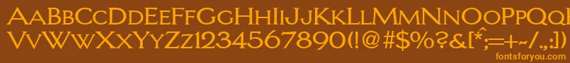 LarrycapsdbNormal Font – Orange Fonts on Brown Background