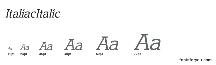 ItaliacItalic Font Sizes