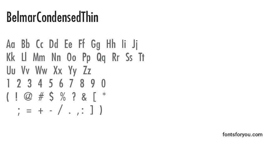 A fonte BelmarCondensedThin – alfabeto, números, caracteres especiais
