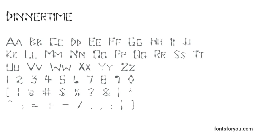 Шрифт Dinnertime – алфавит, цифры, специальные символы