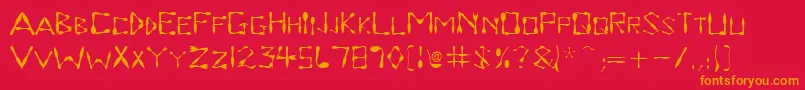 フォントDinnertime – 赤い背景にオレンジの文字