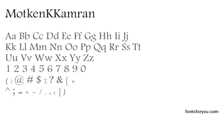 Fuente MotkenKKamran - alfabeto, números, caracteres especiales