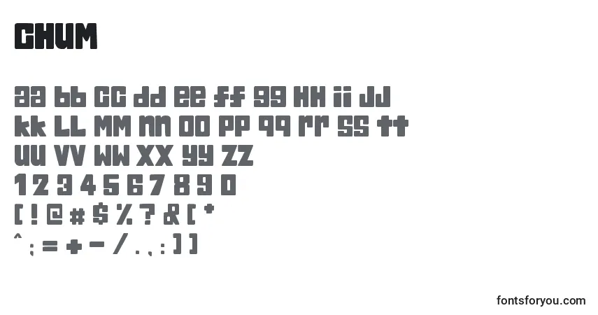 A fonte Chum – alfabeto, números, caracteres especiais