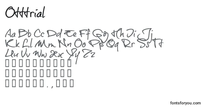 A fonte Otttrial (88467) – alfabeto, números, caracteres especiais
