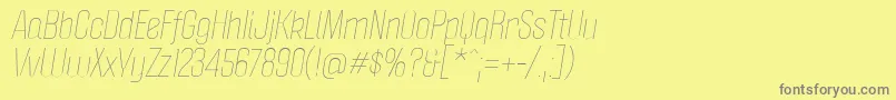 フォントPoliticaLightItalic – 黄色の背景に灰色の文字