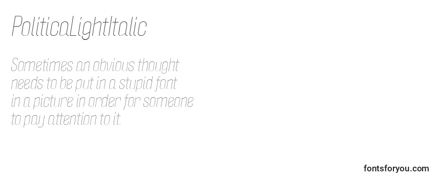 Review of the PoliticaLightItalic Font