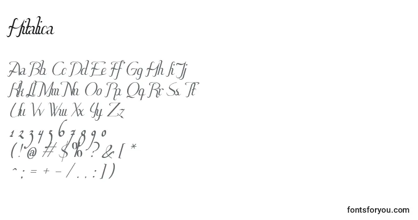 Hitalica-fontti – aakkoset, numerot, erikoismerkit